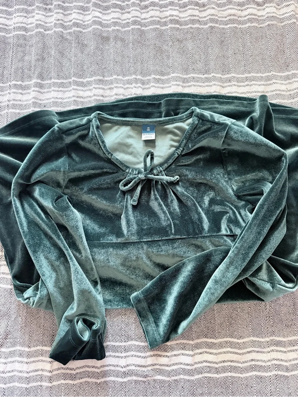 Old Navy Girls' Velvet Tie-Front A-Line Dress - Dark Green